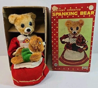 Oso de nalgadas de colección juguete a batería años 50 litografía de hojalata línea Marx Mar Japón Foto 1 de 4