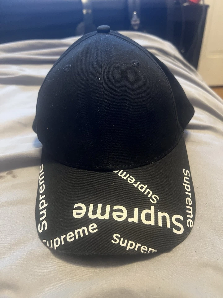 Supreme логотип черная шляпа/кепка головной убор (размер один размер регулировки) - Изображение 1 из 4