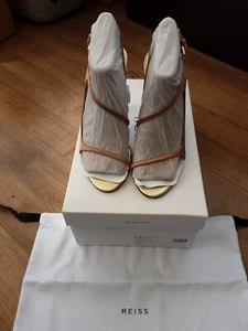 Reiss Chiltern Nude Beige Assymetric Strap Sandals Size 6.5 uk 40 Eur New in Box - Picture 1 of 7