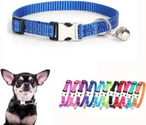 Dog Bell Collar, Reflective Nylon Metal Buckle XS Cat Collars for Tiny Pet Male - Picture 1 of 6