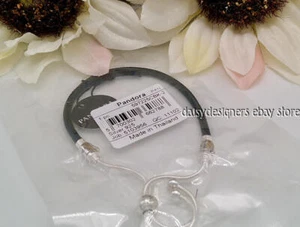 NEW Authentic Pandora Black Leather Sliding Bracelet 597225CBK 2 RETIRED - Picture 1 of 2