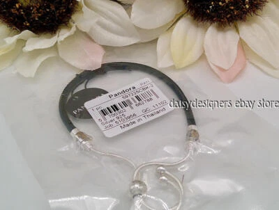 NUEVO Auténtico Pandora Cuero Negro Pulsera Deslizante 597225CBK 2 RETIRADO Foto 1 de 2
