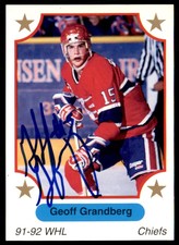 1991-92 7th Inning Sketch WHL Geoff Grandberg Auto Spokane Chiefs #21 NO COA