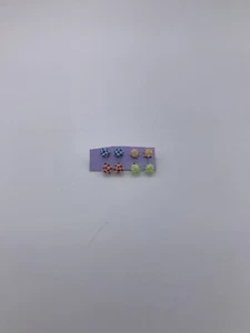 Coppia di 4 Orecchini A Palla In Silicone Rotondo Rosso Bianco Blu Arancione Giallo UVglow - Foto 1 di 3