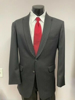 Seven tone on tone  Black striped tuxedo coat - Image 1 of 2