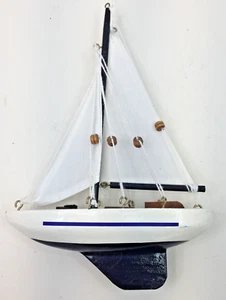 Sailboat Wooden Model Ship Nautical Décor Handmade Display Piece - Picture 1 of 5