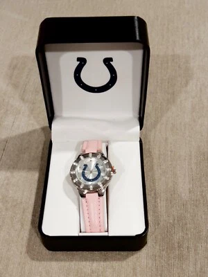 NEW NFL Indianapolis Colts Ladies Watch Pink Leather Band Rhinestone  - Image 1 of 4