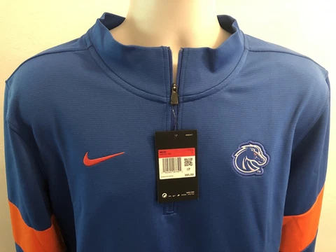 Mens Nike On Field Dri Fit BSU Boise State Broncos 1/4 Zip Pullover Jacket L NWT Cover