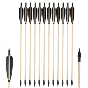 6pcs 31" Wooden Arrows 8mm Hunting Arrow Targeting for Traditional Long Bow - Picture 1 of 28