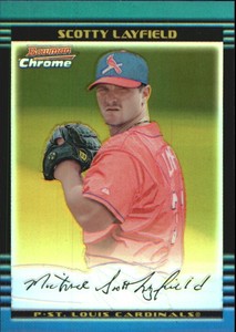 2002 (CARDINALS) Bowman Chrome Gold Refractors #127 Scotty Layfield /50