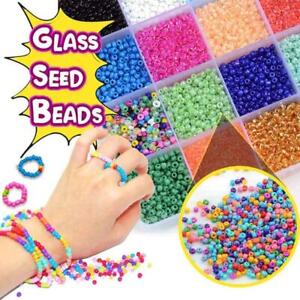 5000Pcs of Beads Set with Elastic Line 3mm Glass Seed Beads Acrylic Letter F6W4