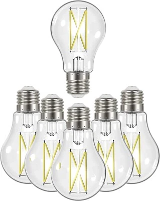 Satco S12417 - 8 Watt LED A19 Clear Light Bulb - 4000K - 120 Volt (6 pack) - Image 1 of 4