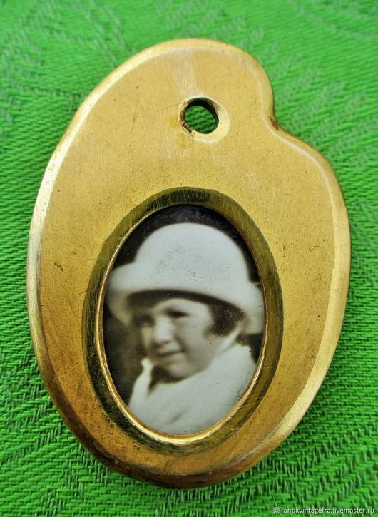 Cadre photo miniature ancien Chevalet en laiton XIXe siècle Antique miniature ph - Photo 1/1