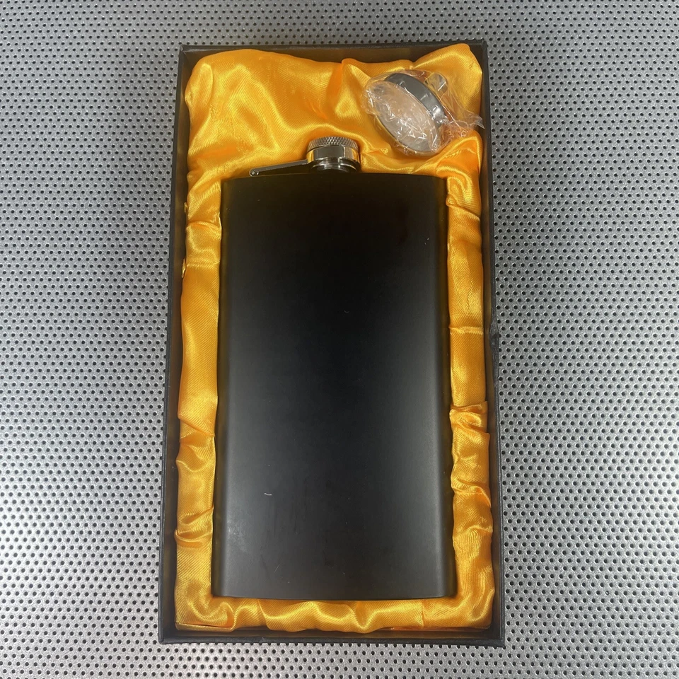 Frasco de cadera de whisky de bolsillo negro mate 12 OZ con embudo y caja Foto 1 de 1