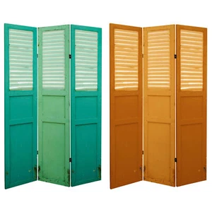 6 ft. Tall Double Sided Canvas Room Divider with Distressed Door Panel Print - Picture 1 of 6