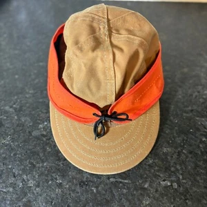 Stormy Kromer Vintage Waxed Cotton Hat Size 6 7/8- Brown & Blaze Orange - Picture 1 of 4