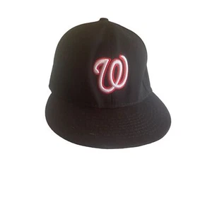 Washington Nationals Black Flat Bill Size 7 1/2 Baseball Hat Cap - Bild 1 von 7