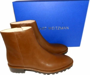 $575 Stuart Weitzman Botas Maelie Botines Café Cuero Zapatos Talla 7 - Imagen 1 de 6