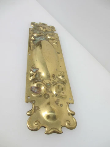 Antique Brass Finger Plate Push Door Handle Rococo Vintage Baroque Nouveau 1902 Cover