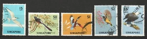 SINGAPORE 1963 BIRDS DEFINITIVES SEA EAGLE, SUNBIRD, KINGFISHER SET 5 STAMP USED - Picture 1 of 1