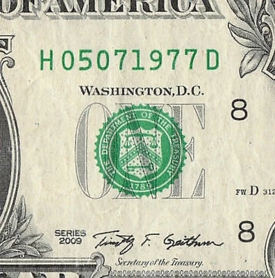 Billete de un dólar con fecha número de serie de cumpleaños de 07 de mayo de 1977 05 07 1977 Foto 1 de 4