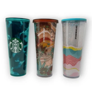 Menge 3 Starbucks Tumbler Thermobecher 24 oz Wave Marbled Desert ohne Strohhalme - Bild 1 von 15