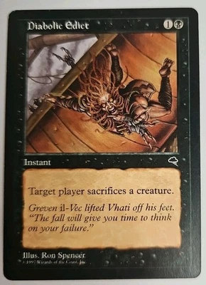 MTG Magic The Gathering Card Diabolic Edict Instant Black Tempest 1997 - Image 1 of 2