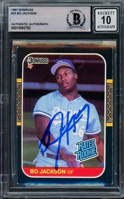 Bo Jackson Signed 1987 Donruss RC 35 Kansas City Royals Auto GM 10 Beckett - Image 1 of 2