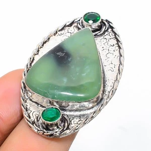 Anillo de joyería de plata esterlina 925 hecho a mano de nefrita, piedras pre... - Imagen 1 de 5