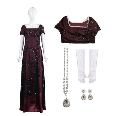 Rose DeWitt Bukater Red long Dress Cosplay Costume Halloween Carnival women suit - Image 1 of 4