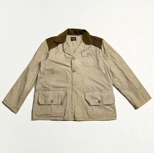 Vintage Saftbak Hunting Jacket Tan Brown Cotton Game Pouch Made USA Hunting Sz L - Picture 1 of 14