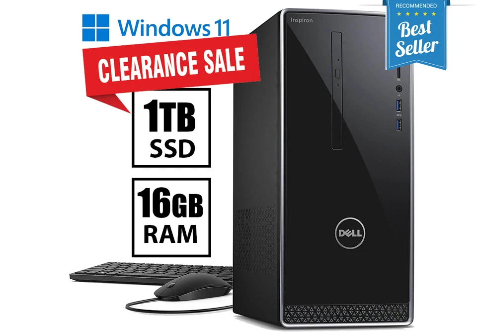 Dell Desktop Computer 16GB 1TB SSD 3.9Ghz DVD/CD-RW Windows 11 WiFi SALE - Image 1 of 4