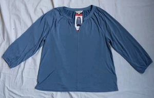Lucky Brand Top Blouse Blue Long Sleeve Boho Cottagecore Peasant Women's Medium  - Picture 1 of 9