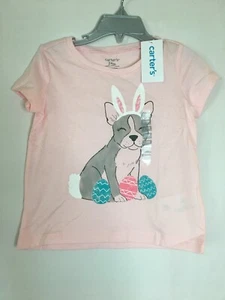 NWT Carter's Bunny Tee Shirt Top Girls Short Sleeve Pink Easter toddler and kids - Picture 1 of 4