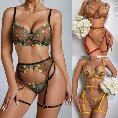 Women Lace Sexy Lingerie Babydoll Bra G-string Set Sleepwear Underwear Nightwear - Image 1 of 4