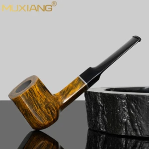 MUXIANG Bruyère Panel Pfeife glatt Holz Tabakpfeife 9mm Filter Acryl Stiel Box - Picture 1 of 8