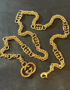 GUCCI GÜRTEL Kette AUTH Logo Mark Vintage RAR Gold GG Halskette ALT GUCCI 70 GP - Bild 1 von 24