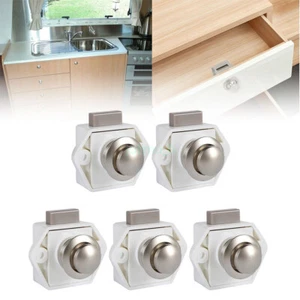 Push Button Latch Knob Catch Lock For RV Drawer Cupboard Door Caravan Cabinet - Picture 1 of 13