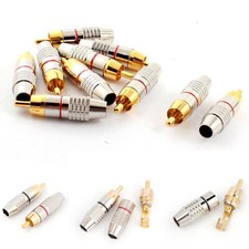 10 X RCA Male Plug Adapter Solder Audio Video Phono Cable Connector Gold Plated