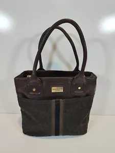 Tommy Hilfiger Signature Tote Bag Purse Black Brown Satchel 9 x 9 x 3 - Picture 1 of 9