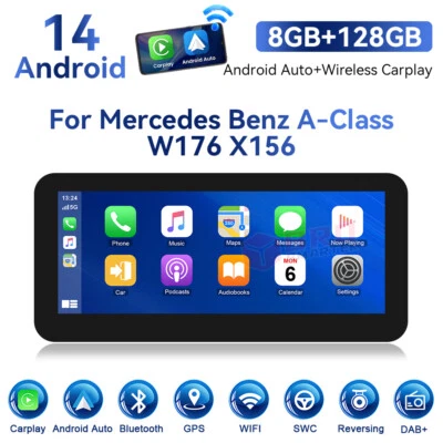 12.3" Android 14 Autoradio Für Mercedes A/CLA/GLA W176 2016-2018 CarPlay 128GB - Bild 1 von 4
