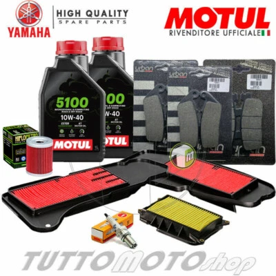 MOTUL - HIFLO - NGK - BRAKING Kit Tagliando YAMAHA X-MAX 400 2013-2020/Olio MOTUL 5100 Pastiglie Filtri XMAX