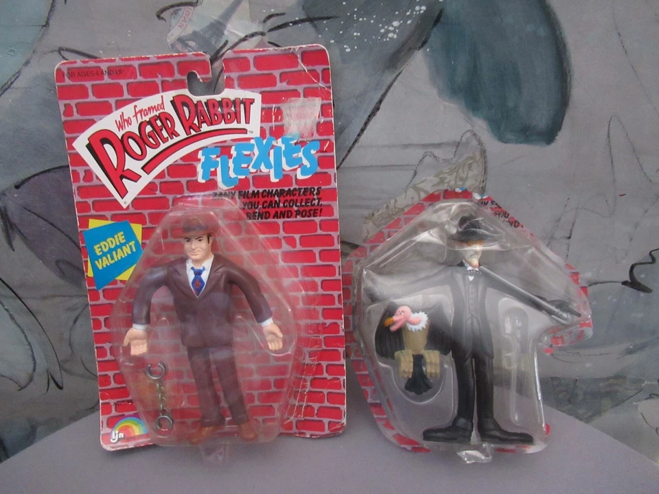2 figuras Who Framed Roger Rabbit Flexies Bendy 1988 LJN EDDIE VALIAN JUDGE DOOM Foto 1 de 4