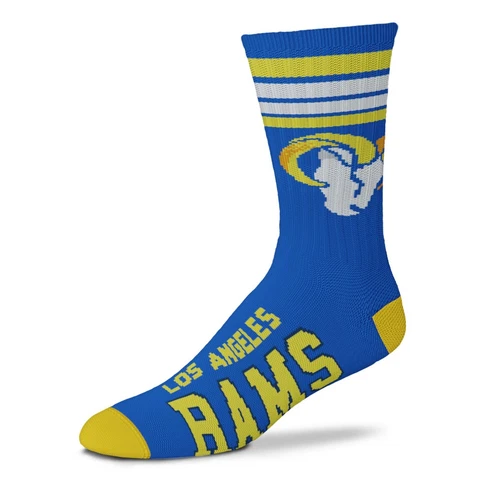 Los Angeles Rams NFL 4-Stripe Deuce Crew Socks Large 10-13 FREE SHIP! Cover