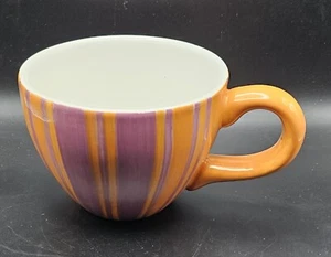 Lady Jayne Ltd 2005 Large Oversized Jumbo Coffee Mug Cup Orange w Purple Stripes - Picture 1 of 6