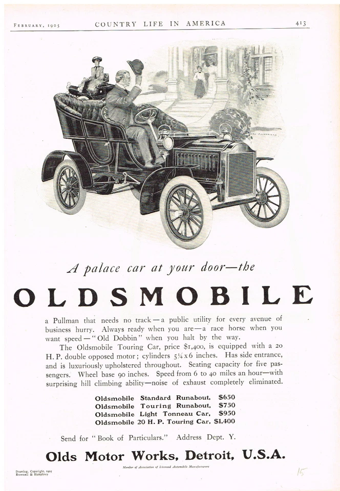 1905 Oldsmobile Touring Car Automobile Magazine Advertisment Vintage Ad  - Image 1 of 2
