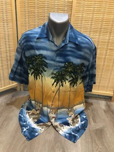 Campia Moda Hawaiian Button Up Aloha  Shirt 100% Rayon Hot Babes Medium M H882 - Picture 1 of 12