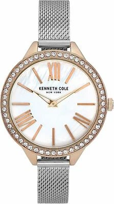 Reloj Kenneth cole KC50939003 para mujer oro rosa cristalizado malla plateada correa Foto 1 de 2