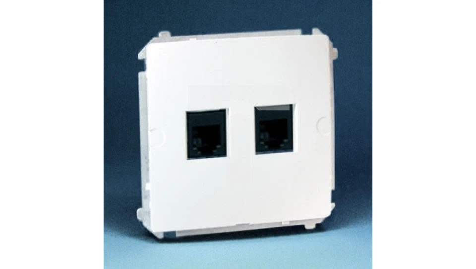 Simon Basic Double computer socket 2xRJ45 cat.6 with shutter white BM62.0 /T2UK - Image 1 of 1