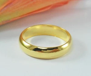 4 MM WEDDING BAND 24K Yellow Gold GP Thai Ring Sz 6.75 7.5 8.5 8.75 9.5 GT75 - Picture 1 of 18